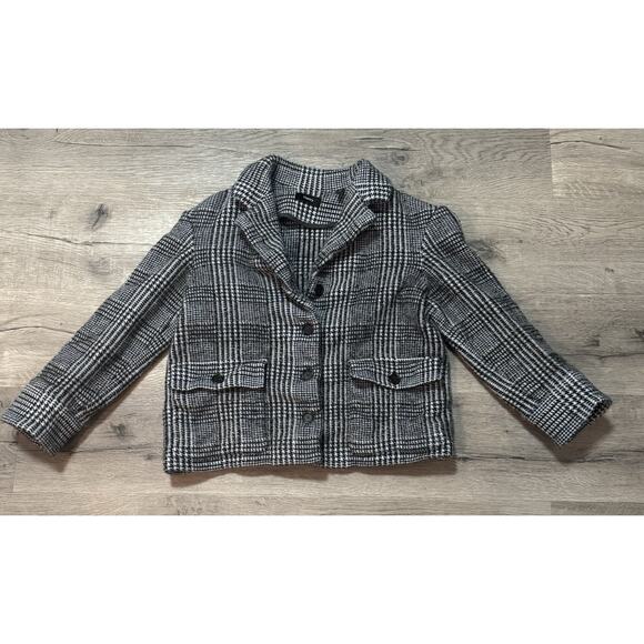 Theory Women’s Cropped Jacket Blazer Wool Blend S Small Plaid Houndstooth $450 - Picture 1 of 6
